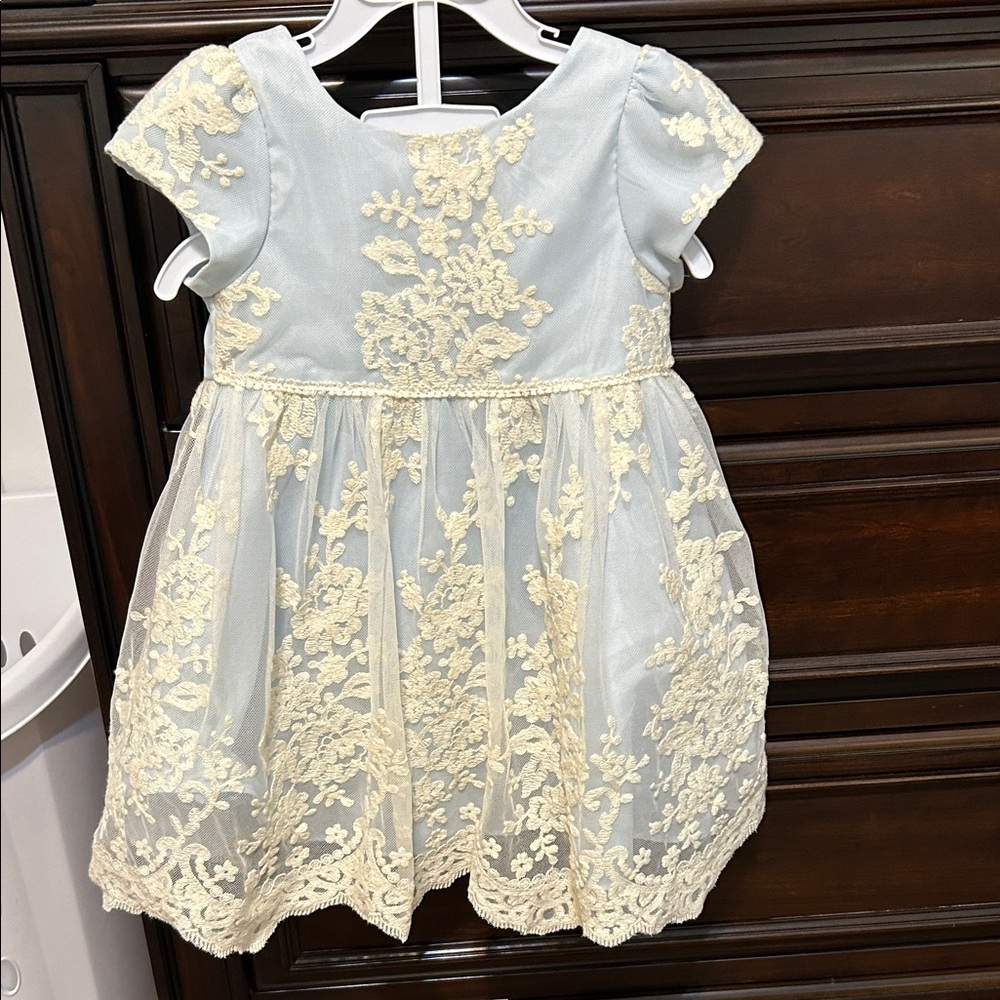 Pippa & Julie Blue Dress with Cream Lace